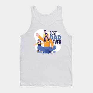 Fathers day birthday - best dad ever lettering and cartoon Tank Top